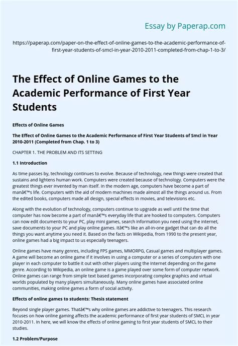 The Impact of Online Games on Student Academic Performance.